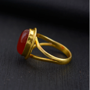 Bague en cornaline plaquée or, pierre précieuse orange, pour femme, bijou artisanal - Product Image 2