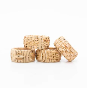 Ensemble d'anneaux de serviette en osier tressé de qualité supérieure, durables et faits à la main, accessoires de décoration de table pour mariage rustique et dîner - Product Image 1