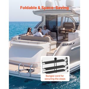 Scaletta Telescopica Pieghevole a 3 Gradini in Acciaio Inossidabile per Barche, con Ingresso Posteriore, Capacità 600 Libbre, Accessori - Product Image 6