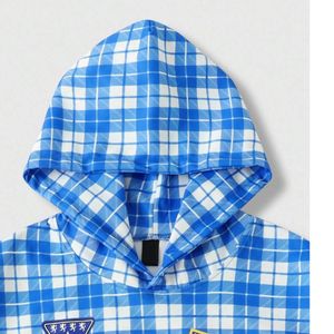 Custom Men Blue Plaid Graphic Oversized Hoodie <b>Y2K</b> Hip Hop Vintage Streetwear Fleece Pullover Sweatshirt High Quality <b>Tracksuits</b> - Product Image 3