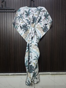 Animal Print V-neck Loose Sleeve Tea-Length <b>Bohemian</b> <b>Dress</b> for Women Casual Wear - Product Image 6