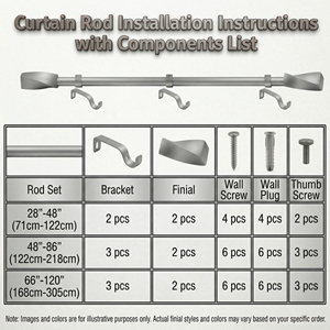 Window Curtain Rod with finials and brackets - Product Image 5