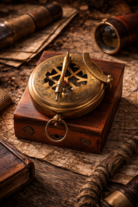 Brújula de Bolsillo Metálica Antigua con Estuche de Cuero, Diseño Grabado, Acabado Pulido - Regalo Náutico Marítimo Hecho a Mano para Coleccionistas - Product Image 2