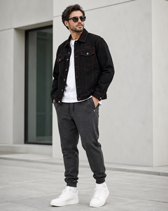 <b>Men's</b> Denim <b>Jacket</b> Solid Color Stand Collar Regular Fit Washed Cotton Casual Autumn Style Waterproof Windproof Quick Dry <b>White</b> - Product Image 3