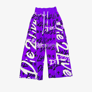 Ensemble de survêtement 2 pièces pour homme avec imprimé graffiti violet – Sweat à capuche zippé et pantalon de jogging – Tenue streetwear - Product Image 3