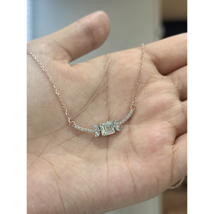 Collar de Mariposa con Diamante Cultivado en Laboratorio de Corte Asscher Superior de 1.60 Ct, Barra Curva con Pavé de Oro, Joyería Fina para Boda, para Mujer - Product Image 2