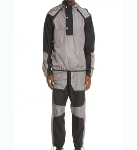Zipper Up OEM <b>Men</b> Sets Two Piece Custom Windbreaker Shorts and <b>Jacket</b> <b>Reflective</b> Nylon Two Piece Windbreaker Short Set - Product Image 4