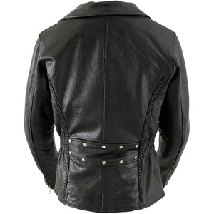 SAMROZ SPORTS Women's Classic Premium Leather Motorcycle MC Style Riding Jacket - Product Image 4