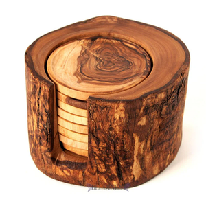 Round Wooden <b>Coaster</b> <b>Set</b> Of 4 Pcs With Wood Finished For Hot & Cold Cover Of Beverage Kitchenware <b>Coaster</b> <b>Set</b> - Product Image 5