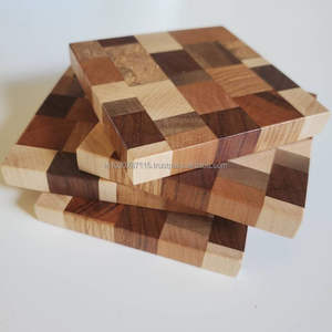 ชุดที่รองแก้วไม้ธรรมชาติแบบชนบทสำหรับชาถ้วยกาแฟแก้วรับประทานอาหารโต๊ะในครัวสำนักงานป้องกันการตกแต่ง - Product Image 1