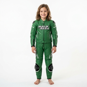 Équipement de course moto en cuir sur mesure pour jeunes, combinaison en cuir de vache véritable, ajustement personnalisé - Product Image 1