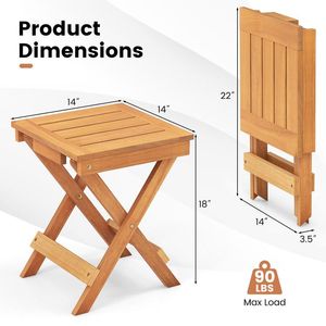 Compact 14-Inch <b>Folding</b> Outdoor <b>Table</b> with Slatted Tabletop Side <b>Table</b> - Product Image 5