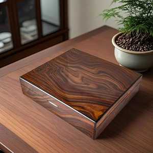 Solid Walnut Wooden Jewelry Box Divided <b>Storage</b> Compartments Lock Key Keepsake <b>Chest</b> Large Hinged Rectangular Wooden Organizer - Product Image 4