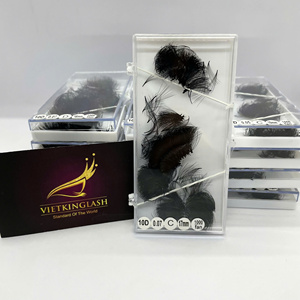 Cajas para Pestañas con Logotipo Personalizado, 10D, 0.07mm, Curvatura C, Grosor 17mm, Fans Premontados Sueltos, Base Puntiaguda, PBT Coreano, Negro Mate, Extensiones de Pestañas - Product Image 6