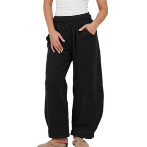 Hot Sale Women's High Waist Knitted <b>Harem</b> Pants Loose Fit Ankle Length Solid Black Casual Pants With Pockets Elastic Waist 2026 - Product Image 1