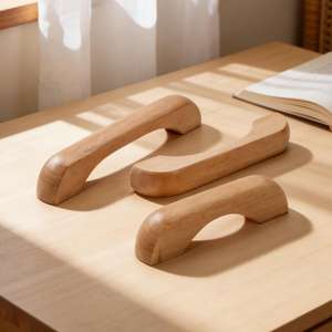 Sleek Modern Cabinet Hardware Natural Finish Wooden Pulls Premium <b>Walnut</b> Furniture Handles Wooden Interior Cabinet Accessories - Product Image 2