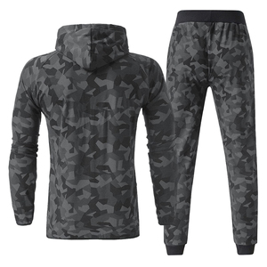 Ensemble de survêtement en molleton de coton pour hommes, sweat à capuche et pantalon de jogging, fermeture éclair intégrale, vêtements de sport décontractés personnalisés pour hommes - Product Image 2