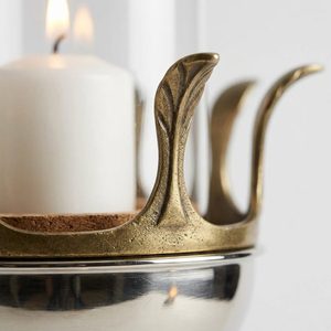 Handmade 46 cm Tall Brass and Glass Candle <b>Lantern</b> with Claw Crown Nickel Antique <b>Gold</b> Finish Votive Holder for Home Decor - Product Image 4