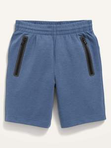 Short de jogging décontracté bleu pour homme grande taille, respirant, 100 % coton tricoté, taille mi-haute, avec cordon de serrage, poche zippée, couleur unie, sport - Product Image 6