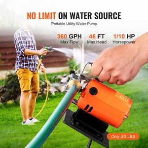 Pompa di Trasferimento Acqua Elettrica Portatile 120V AC 360 GPH con Kit Tubo di Aspirazione da 6 Piedi, 1/10 HP, con Spazzole in Carbonio e Impeller - Product Image 3