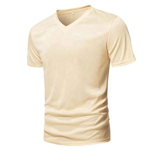 Últimas Unidades en Stock, Camiseta de Verano para Hombre, Cuello en V, Manga Corta, 100% Algodón, Color Sólido, Transpirable, de Secado Rápido, Envío Disponible - Product Image 6