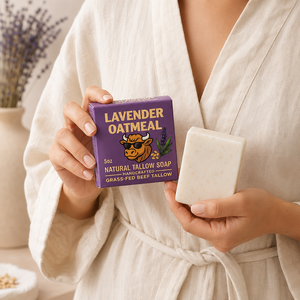 Jabón Artesanal de Sebo Natural con Avena y Lavanda para el Cuidado de la Piel, con Sebo de Calidad - Product Image 1