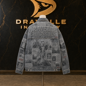 Chaqueta vaquera con estampado gráfico de periódico, estilo holgado, hip hop, ropa urbana, camisa de mezclilla de algodón con parche bordado - Product Image 2