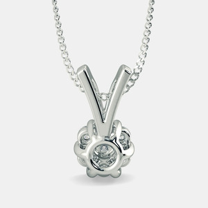 Collar con Colgante de Diamantes Cultivados en Laboratorio, Diseño Floral Redondo en Oro Blanco - Product Image 3