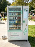 Distributeur automatique de boissons et de collations pour les cinémas avec panneaux latéraux insonorisés