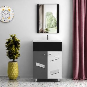 Adina Collection Eco <b>Wall</b>-Mounted Ceramic Basin Bathroom Vanity Table with <b>Mirror</b> Included Indigo collection Design From India - Product Image 1