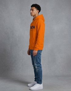 Sweat-shirt à capuche orange pour homme, 100 % coton French Terry, coupe classique, décontracté, imprimé numérique, avec poche, style hiver, anti-boulochage - Product Image 3