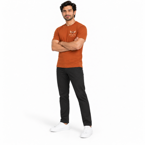 Camiseta de Algodón de Manga Corta con Cuello Redondo, Color Naranja, Corte Holgado, Informal, con Logotipo Estampado en la Parte Delantera, Transpirable, Ecológica, de Secado Rápido para Hombre - Product Image 2