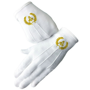 Guantes Masónicos Blancos de Algodón con Bordado Dorado, Transpirables, para Trabajo al Aire Libre, Unisex, de Alta Calidad - Product Image 2