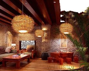 Hermosa y Única Lámpara Decorativa de Bambú Tejido Ecológico con Forma de Erizo, Estilo Publicitario - Product Image 1