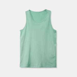 Men's Mint Green Solid Color O-Neck Knitted Sleeveless Tank Top Casual Wear Polyester/Cotton Anti-Pilling - Product Image 1