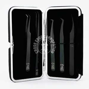 Juego de Belleza de Acero Inoxidable Negro con Logotipo Impreso, Pinzas para Volumen de Pestañas de Fibra, Herramienta de Aislamiento para Extensión de Pestañas, Herramienta de Recogida Suave - Product Image 1