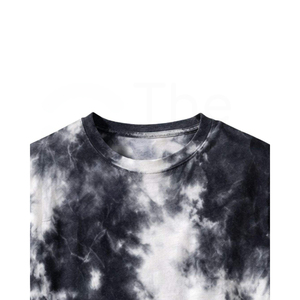Camiseta de Manga Corta con Cuello Redondo y Estampado Tie-Dye para Hombre, Informal, de Punto, Corte Regular, con Patrón en Blanco y Negro - Product Image 6