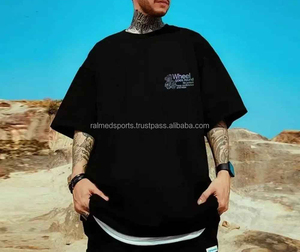 เสื้อยืดโอเวอร์ไซส์สีดำสำหรับผู้ชาย แขนสั้น คอกลม สไตล์สตรีท พิมพ์ลายตัวอักษร ผ้าเจอร์ซีย์ระบายอากาศได้ดี - Product Image 2