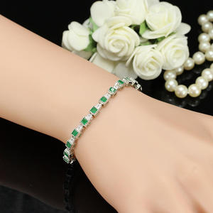 AMBER JEWELS Luxury 925 Silver Moissanite <b>Charm</b> Bracelet Princess Cut Geometric Bezel Setting Unisex Everyday Wear - Product Image 3