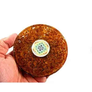 Posavasos de Orgón de Jaspe Rojo, Rodaja Redonda de Ágata, Hecho a Mano, Decoración Reiki, Regalo - Product Image 1