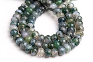 Cuentas sueltas de ágata musgosa botánica natural en forma de rondel para la fabricación de joyas, pulseras, collares y manualidades DIY. - Product Image 5