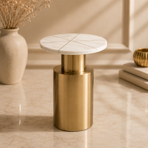 Modern Round Marble Top Brass Coffee <b>Table</b> Contemporary Living Room Furniture Decorative Metal Base Side <b>Table</b> - Product Image 1