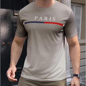 T-shirt à manches courtes pour homme, col rond, imprimé graphique, dégradé, t-shirt décontracté d'été, haut classique - Product Image 3
