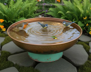 Baño para Pájaros Redondo de Metal, Cobre y Hierro, para Montar en Terraza, Spa para Pájaros, Cuenco para Baño de Aves - Product Image 1