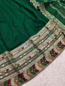 Conjunto de Traje Anarkali Verde Bordado con Pantalones Palazzo, Atuendo Tradicional para Mujer, para Bodas, Fiestas y Uso Diario - Product Image 6