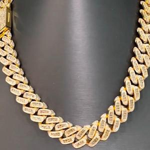 Collier de luxe en argent sterling 925 plaqué or avec chaîne cubaine en moissanite, bijoux de mode hip-hop pour les soirées - Product Image 5