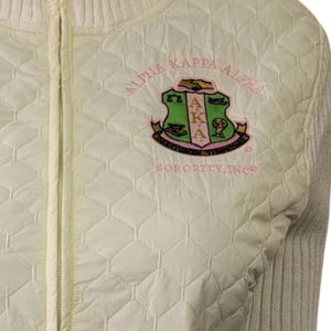 White AKA Quilted Sweater <b>Jacket</b> Women Zip Up Knit Outerwear Casual Fashion Cardigan Warm Layered Top Stylish Apparel - Product Image 5