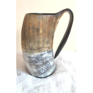 Jarra de Cuerno de Búfalo Hecha a Mano Estilo Vikingo, Nuevo Diseño para Cerveza y Café, Jarra de Cuerno Natural - Product Image 1