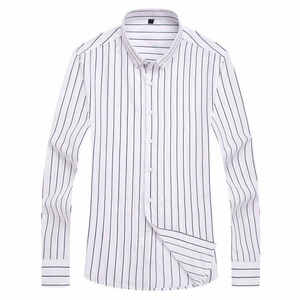 Chemise décontractée homme 2026 à col montant uni en flanelle 100 % coton à manches longues, respirante, infroissable et séchage rapide, taille 6XL, collection printemps - Product Image 1
