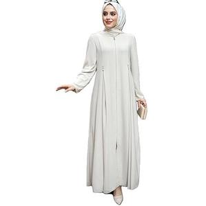 Abayas Blancas Lisas con Hiyab, Vestido Maxi, Abayas de Dubái y Catar, Abayas para Hajj y Umrah, Vestidos Árabes Musulmanes Transpirables para Mujer - Product Image 1